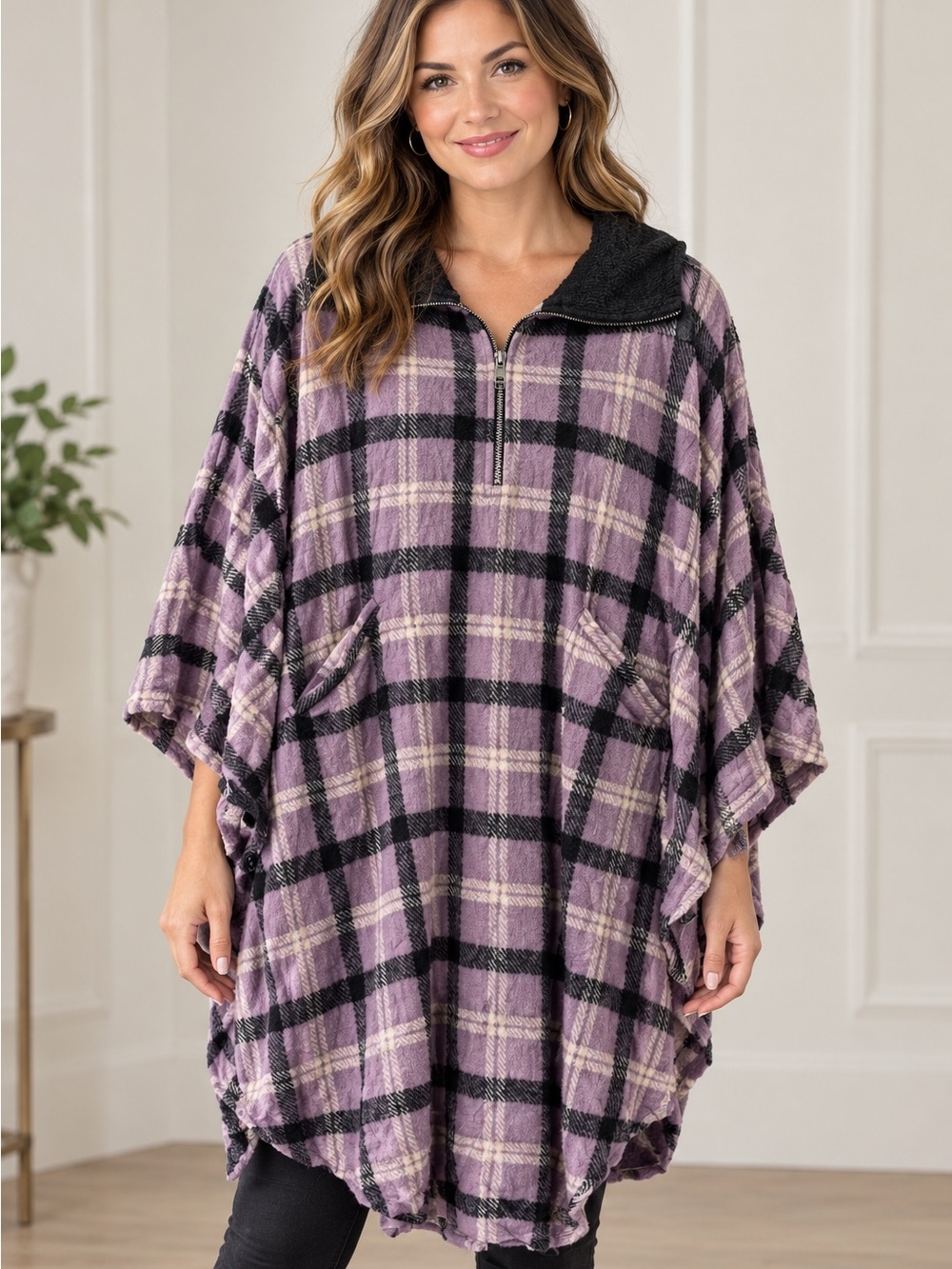 Willow Black and Pink Patterned Zip-Front Intimate Top
